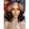 Lwigs New Arrivals Brazilian Human Hair Highlight Color 14 Inches Body Wave Short Wavy HD Swiss Lace 360 Wigs NEW29