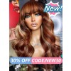 Lwigs New Arrivals Clean Hairline HD Lace Brazilian Hair Orange Brown Highlight Color 13x6 Lace Wigs With Bangs NEW55