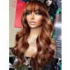Lwigs New Arrivals Clean Hairline HD Lace Brazilian Hair Orange Brown Highlight Color 13x6 Lace Wigs With Bangs NEW55