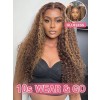 Lwigs New Arrivals Dream 007 Lace Brown Color With Blonde Highlights 8x6 Rear And Go Curly Style Glueless Lace Wig PR20