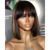 Lwigs New Arrivals Highlight Color Human Hair Lace Wigs Short Bob Haircut 13x6 HD Lace Front Wig With Bangs NEW61