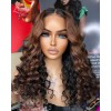Lwigs New Arrivals Invisible HD Lace Ombre Brown Highlight Color Big Curly Bleached Single Knots 13x6 Lace Front Wig NEW62