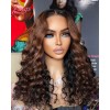 Lwigs New Arrivals Invisible HD Lace Ombre Brown Highlight Color Big Curly Bleached Single Knots 13x6 Lace Front Wig NEW62