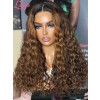 Lwigs New Arrivals Loose Curly HD Lace Front Wig Ombre Brown Highlight Color With Dark Roots 360 Wig Bleached Knots NEW50