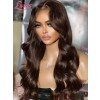 Lwigs New Arrivals Middle Part Brown Color Beginners Friendly Body Wave 360 HD Lace Wigs With Plucked Hairline NEW31