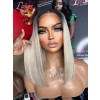 Lwigs New Arrivals Short Bob Dark Roots Ombre Color Middle Part Natural Hairline Invisible 13x6 HD Lace Front Wigs NEW65