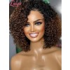 Lwigs New Arrivals Short Curly Wig Undetectable HD Lace Ombre Brown Color 360 Lace Wig With Pre-plucked Hairline NEW51