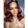 Lwigs New Arrivals Summer Hot Style Ombre Dark Burgundy Color Short Body Wave 13x6 HD Lace Front Wigs For Black Women NEW71