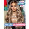 Lwigs New Arrivals Undetectable HD Lace Ombre Color Wavy Virgin Human Hair 13x6 Lace Front Wig With Bleached Knots NEW52