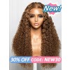 Lwigs New Arrivials Brown Hair Color Pre-plucked Clean Hairline Curly Hairstyles 360 HD Clear Swiss Lace Wigs NEW39