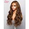 Lwigs New Style Top Quality Clean Hairline Brazilian Hair Brown Color Side Part Wavy Hair 360 HD Clear Lace Wigs NEW38