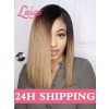 Lwigs 24H Shipping Silk Straight Lace Front Wigs For Black Women Ombre Color 1b/30# Brazilian Virgin Hair 13x4 Transparent Lace Bob Style Lace Front Wig S05