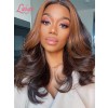 Lwigs Summer Sale 13*6 HD Lace Front Wig Ombre Brown Brazilian Virgin Human Hair Highlight Color Wavy Hair SS01