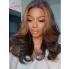Lwigs Summer Sale 13*6 HD Lace Front Wig Ombre Brown Brazilian Virgin Human Hair Highlight Color Wavy Hair SS01