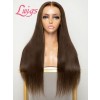 New Arrival Bleached Knots Natural Brown Color Virgin Brazilian Human Hair Silky Straight 360 HD Lace Wigs NEW02