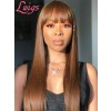 New Arrival Silky Straight Glueless 13x6 Lace Front Human Hair Wigs With Bangs Brown Hair Color Wig For Black Women Lwigs246
