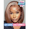 New Arrivals 150% Density Short Bob Haircut Only $99 Bleached Knots Virgin Human Hair Side Part 10 Inch C-Part Lace Wigs Lwigs248