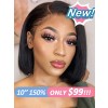 Pre-plucked Hairline Brazilian Human Hair Only $99 Side Part Bob Hairstyle 10 Inch C-Part Lace Wigs Lwigs252