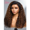 NEW Arrivial 4C Edges Ombre Brown Deep Wave 13x4 Undetectable Lace Front Wig With Mother-Growth Curly Baby Hair Hairline Lwigs41