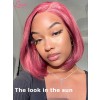 #99J Bleached Knots Bob Haircut Human Hair Pre-Plucked Hairline C-Part Lace Wig Burgundy Color Wigs Lwigs315
