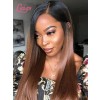 Ash Brown Ombre Hair Color Long Straight Human Hair Wigs Glueless HD Lace Wigs Pre Plucked And Bleached Full Lace Wig Lwigs116