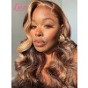 Ombre Honey Blonde 13x6 Lace Frontal Wig Wavy Curls HD Lace Wig With Plucked Hairline Knots Bleached Lwigs411