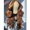 Ombre Honey Blonde 13x6 Lace Frontal Wig Wavy Curls HD Lace Wig With Plucked Hairline Knots Bleached Lwigs411