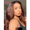 Pre-plucked Hairline HD Lace Ombre Brown Color Wavy Hair 100% Virgin Human Hair 360 Lace Frontal Wigs Lwigs164