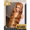 Sunshine Orange Brown Wavy Hair 13x6 HD Lace Wig Body Wave Pre Plucked Hairline Bleached Knots Blonde Highlight Lace Front Wigs Lwigs361