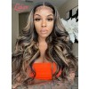 High Light Color Virgin Human Hair Pre-Plucked Hairline With Babe Hair Body Wave 13X6 Lace Front Wig Lwigs56