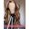 Pre Plucked Brown Wig With Honey Blonde Highlights HD Lace Wig Bleached Knots Body Wave Brazilian Hair 360 Wig Lwigs373