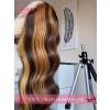 Undetectable HD Lace Honey Blonde Highlights Hair 360 Lace Wig Body Wave Pre Made Frontal Wigs Lwigs373