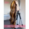 Undetectable HD Lace Honey Blonde Highlights Hair 360 Lace Wig Body Wave Pre Made Frontal Wigs Lwigs373