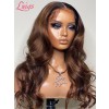 Undetectable HD Swiss Lace 6" Parting Body Wave Bleached Knots Brown Color 13x6 Lace Frontal Wig With Pre-plucked Hairline Lwigs182