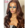 Undetectable HD Swiss Lace 6" Parting Body Wave Bleached Knots Brown Color 13x6 Lace Frontal Wig With Pre-plucked Hairline Lwigs182