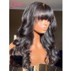 Wavy Hairstyles 360 Dream Swiss Lace Human Hair Wigs Brazilian Virgin Hair Wig Pre Plucked Body Wave With Bangs Lwigs187