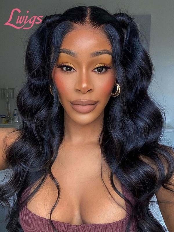 Glueless Wigs For Beginners 100% Human Hair Body Wave Wig Styles Undetectable HD Full Lace Wig Bleached Knots Natural Color Wig For Sale Lwigs189