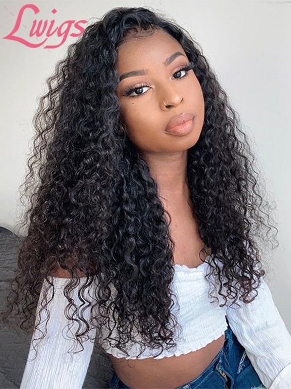 100% Virgin Human Hair 4x4 Lace Closure Wig Curly HD Lace Wig With Bleached Knots Pre-plucked Hairline Lwigs310