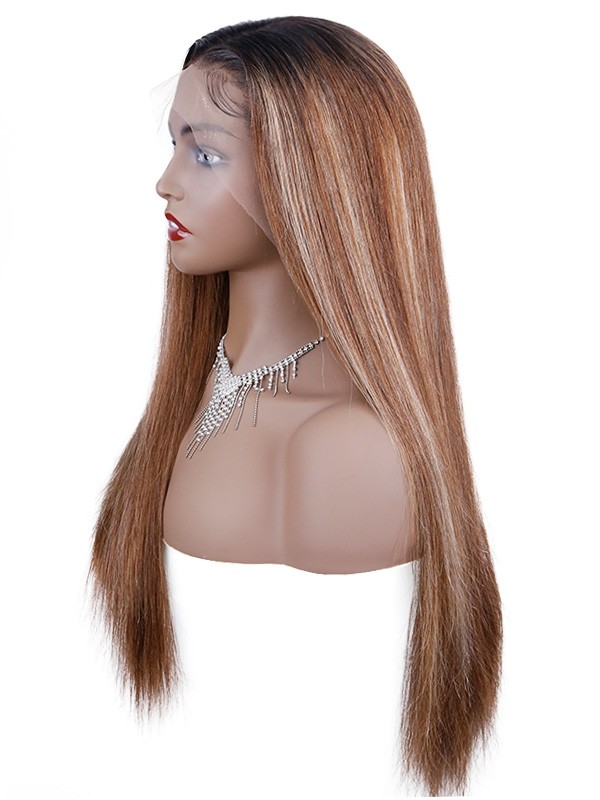 Fast Shipping Virgin Human Hair Silk Straight Japanese Swiss Lace 190% Density Highlight 13x4 Lace Front Wigs Lwigs89