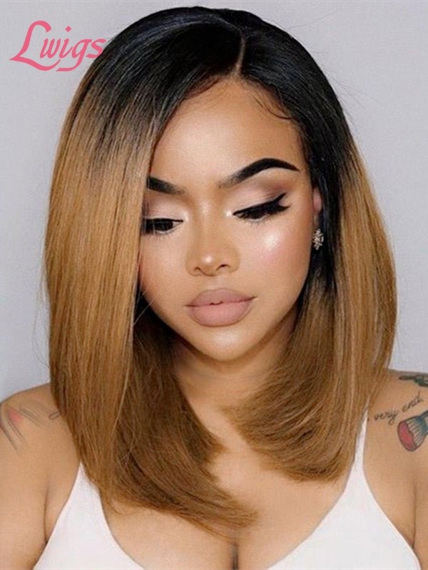 Straight Ombre Color 1b/30# Brazilian Virgin Hair 12A Grade Bob Style Lace Front Wigs Lwigs135