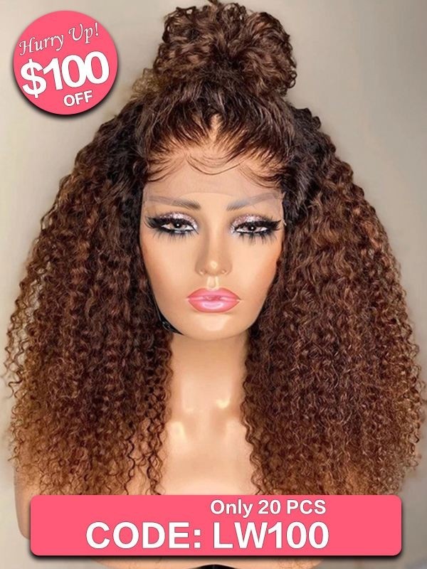 Ombre Brown Brazilian Curly 13x4 Frontal Wigs Human Hair Affordable Frontal Curly Transparent Lace Front Wig Ombre Brown Brazilian Curly 13x4 Frontal Wigs Human Hair Affordable Frontal Curly Transparent Lace Front Wig