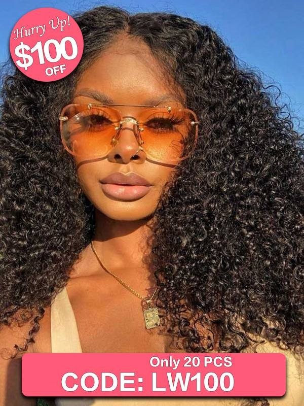 Kinky Curly Wig Human Hair 13x6 Lace Frontal HD Lace Wig Bleached Knots Curly Hairstyles Undetectable HD Lace 360 Lace Wigs Lwigs632