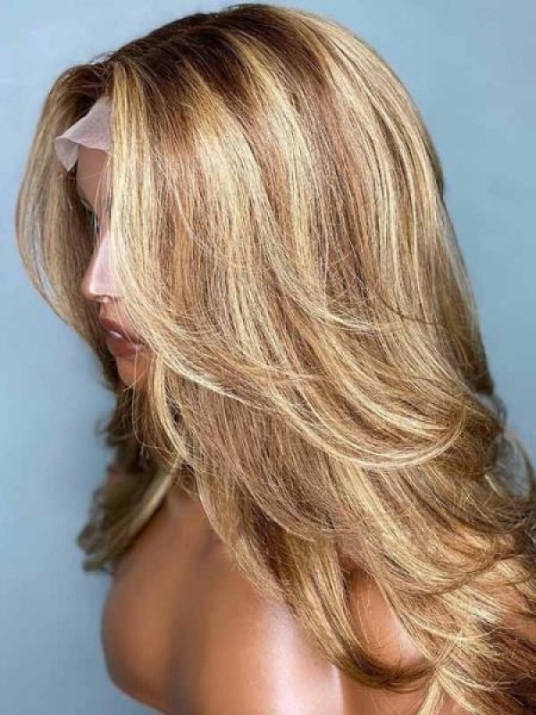 Orange Brown Highlight Body Wave Human Hair HD Lace Front Wig Lwigs312