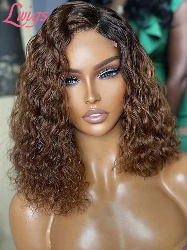 Lwigs New Arrivals Beginner Friendly Ombre Brown Color Big Curly Hairstyles 180% Density Deep Parting 360 Lace Wigs NEW53
