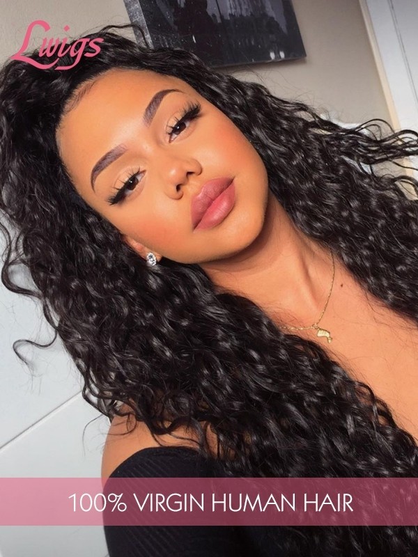 180% Density Human Hair Wigs With HD Lace 360 Lace Wig Deep Curls Brazilian Virgin Hair Pre-Plucked 360 Lace Wigs Lwigs40