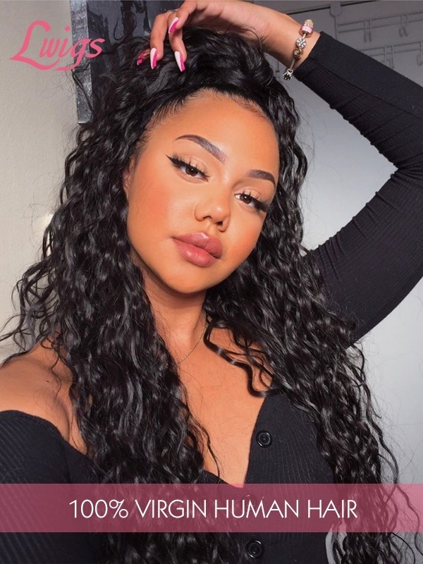 180% Density Human Hair Wigs With HD Lace 360 Lace Wig Deep Curls Brazilian Virgin Hair Pre-Plucked 360 Lace Wigs Lwigs40