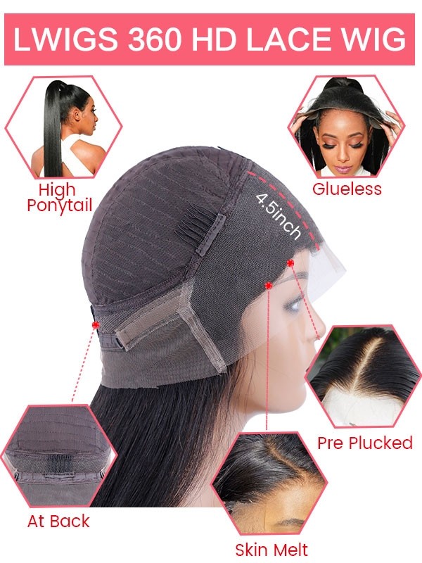 Lwigs New Arrival Silky Straight HD Swiss Lace #99J Burgundy Color Natural Hairline 360 Invisible Lace Wig For Black Girl NEW09