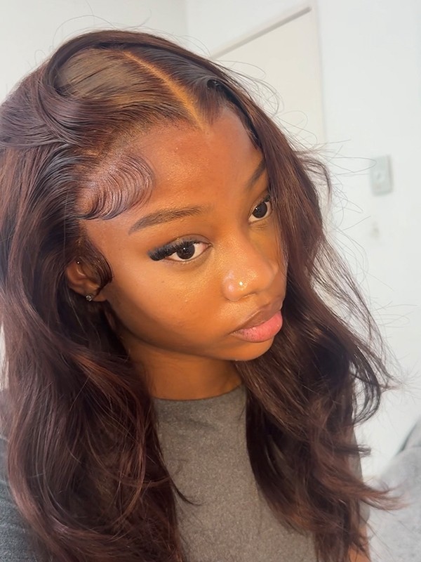 Lwigs Most-Fit Cap M-Shape Pre-Plucked Realistic Hairline Brown Silky Straight 11x6 Skinlike HD Lace Frontal Wigs UD19