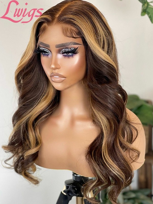 Lwigs New Arrivals Clear Lace And Clean Hairline Wigs Bleached Knots Highlight Wig Body Wave Human Hair Wig Afterpay NEW16