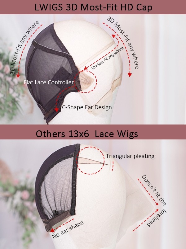 Lwigs Most-Fit Cap Ready To Go Deep Side Parting Super Natural Hairline Deep Wave HD 11x6 Frontal Lace Wigs UD23